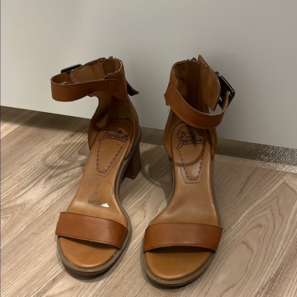 Brown Leather Ankle Strap Sandals